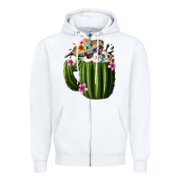 White Day Of The Dead Mexican Cactus Zipper Hoodie - FaDigitalArtStudio