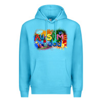 Ocean Blue Au-some dad Autism Premium Hoodie - FaDigitalArtStudio