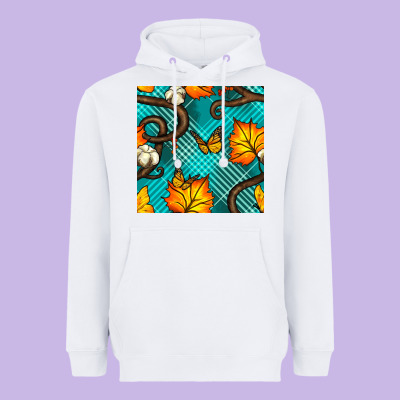 Autumn Leaves Seamless Pattern Heavyweight Hoodie Designed By Bundleandbundleshop