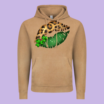 St. Patricks Day Leopard Lips Vintage Hoodie Designed By Bettercallsaul