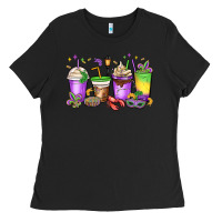 Black mardi gras coffee cups Ladies Tee - MaliasSmallBusiness