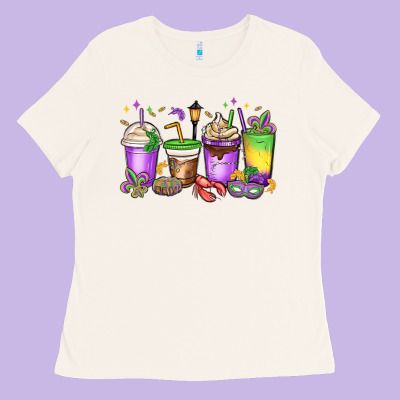 Mardi Gras Coffee Cups Ladies Tee Designed By Maliassmallbusiness