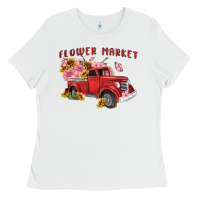 White flower market Ladies Tee - MaliasSmallBusiness
