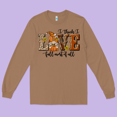 I Think I Love Fall Most Of All Long Sleeve Tee Designed By Texasbilliewilder