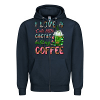 Navy I Love A Cute Little Cactus Holding Coffee Zipper Hoodie - FaDigitalArtStudio