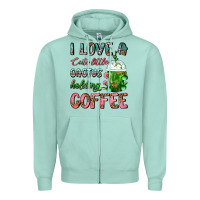 Seafoam I Love A Cute Little Cactus Holding Coffee Zipper Hoodie - FaDigitalArtStudio