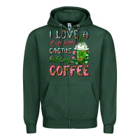 Sports Green I Love A Cute Little Cactus Holding Coffee Zipper Hoodie - FaDigitalArtStudio