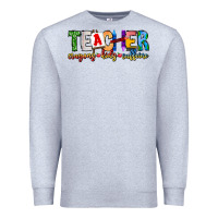 Heather Grey Teacher Cryons Kids Caffeine Premium Sweatshirt - CowhideDigitalArt