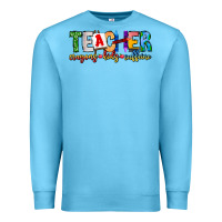 Ocean Blue Teacher Cryons Kids Caffeine Premium Sweatshirt - CowhideDigitalArt
