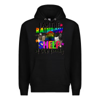 Black I am the rainbow sheep of the family Premium Hoodie - FaDigitalArtStudio