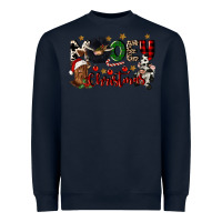 Navy mooey christmas Heavyweight Sweatshirt - CowGirlArtShop