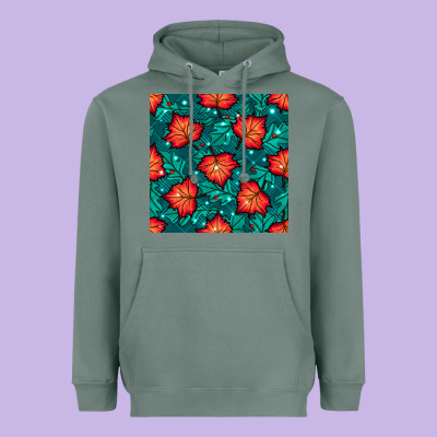 Fall Leaves Seamless Pattern Heavyweight Hoodie Designed By Bundleandbundleshop