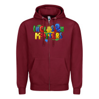 Burgundy Inclusion matters Zipper Hoodie - FaDigitalArtStudio