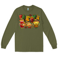 Army Green Fiesta with taco, nacho, souce Long Sleeve Tee - NancyCooperArtShop
