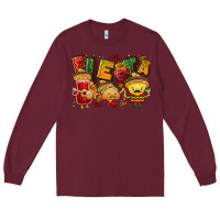 Burgundy Fiesta with taco, nacho, souce Long Sleeve Tee - NancyCooperArtShop