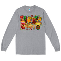 Heather Grey Fiesta with taco, nacho, souce Long Sleeve Tee - NancyCooperArtShop