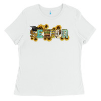White senior 2025 sunflowers Ladies Tee - NancyCooperArtShop