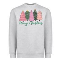 Heather Grey merry christmas trees Heavyweight Sweatshirt - CowGirlArtShop