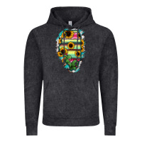 Vintage Black Illinois Map Sunflower Cactus Serape Vintage Hoodie - RanaPortraitStore