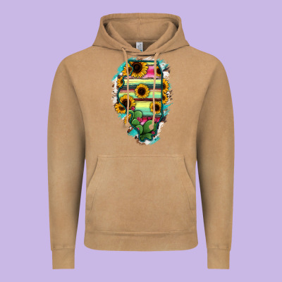 Illinois Map Sunflower Cactus Serape Vintage Hoodie Designed By Ranaportraitstore