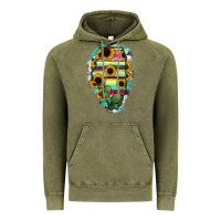 Vintage Olive Illinois Map Sunflower Cactus Serape Vintage Hoodie - RanaPortraitStore