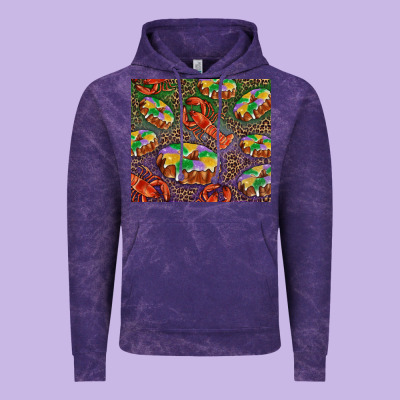 Mardi Gras King Cake And Crawfish Vintage Hoodie Designed By Ranaportraitstore