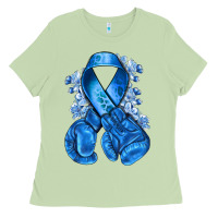 Matcha Blue ribbon with boxing gloves Ladies Tee - NancyCooperArtShop