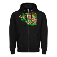 Black Cactus Coffee cup Zipper Hoodie - FaDigitalArtStudio