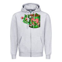 Heather Grey Cactus Coffee cup Zipper Hoodie - FaDigitalArtStudio