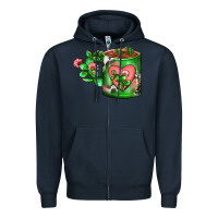 Navy Cactus Coffee cup Zipper Hoodie - FaDigitalArtStudio