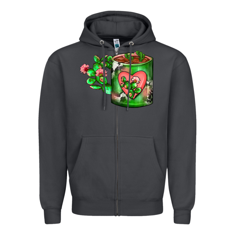 Cactus Coffee Cup Zipper Hoodie by FaDigitalArtStudio | Teevron