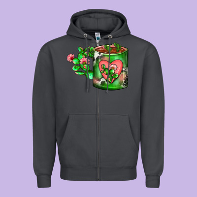 Cactus Coffee Cup Zipper Hoodie Designed By Fadigitalartstudio