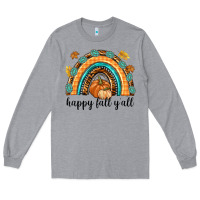 Heather Grey Happy Fall Y'all Long Sleeve Tee - texasbilliewilder