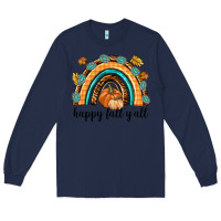 Navy Happy Fall Y'all Long Sleeve Tee - texasbilliewilder