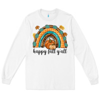 White Happy Fall Y'all Long Sleeve Tee - texasbilliewilder