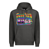 Charcoal Heather Free dad hugs pride Premium Hoodie - FaDigitalArtStudio