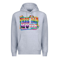 Heather Grey Free dad hugs pride Premium Hoodie - FaDigitalArtStudio