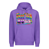 Purple Free dad hugs pride Premium Hoodie - FaDigitalArtStudio