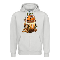 Dove Grey Halloween Jack O Lantern Bobba Cup Zipper Hoodie - FaDigitalArtStudio