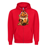 Red Halloween Jack O Lantern Bobba Cup Zipper Hoodie - FaDigitalArtStudio