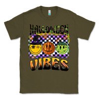 Army Green halloween vibes smiley face Classic Tee - BarkalooDesign