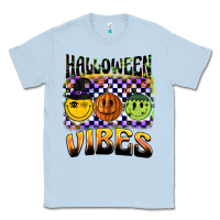 Dusty Blue halloween vibes smiley face Classic Tee - BarkalooDesign