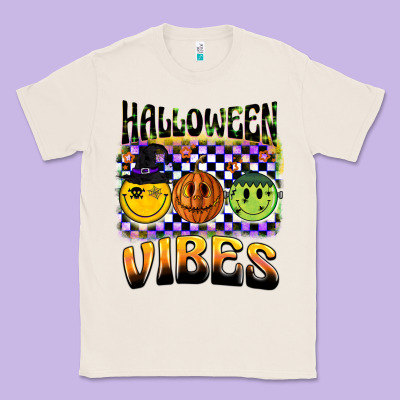 Halloween Vibes Smiley Face Classic Tee Designed By Barkaloodesign