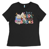 Black just a girl who loves books Ladies Tee - MaliasSmallBusiness