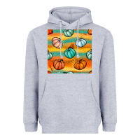 Heather Grey Pumpkin And Glitter Seamless Pattern Heavyweight Hoodie - BundleAndBundleShop