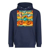 Navy Pumpkin And Glitter Seamless Pattern Heavyweight Hoodie - BundleAndBundleShop