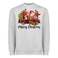 Heather Grey merry christmas truck gnomies Heavyweight Sweatshirt - CowGirlArtShop