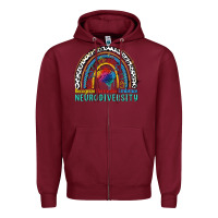 Burgundy Recognize normalize embrace neurodiversity Autism Zipper Hoodie - FaDigitalArtStudio