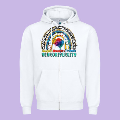 Recognize Normalize Embrace Neurodiversity Autism Zipper Hoodie Designed By Fadigitalartstudio