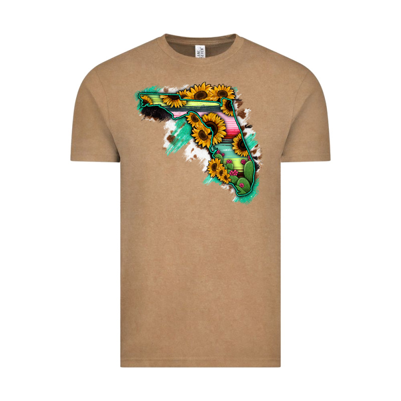 Florida Map With Sunflower And Serape Cactus Vintage Tee by Bettercallsaul | Teevron